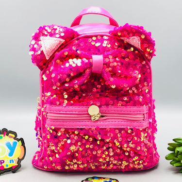 7.5* Inches Girls Fancy Kitty Backpack - Dark Pink
